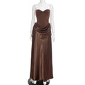 Tornova Elegant Strapless Long Dress Fashion Splice Women's Sleeveless Banquet Dress Lace Up High Waist Bodycon Dress Female